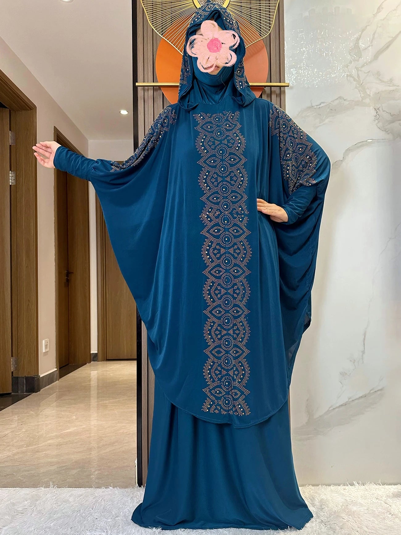 New Dubai Ramadan Muslim Women's Prayer Set Hooded Hijab With the Long Skirt Turkey-African Dubai Islam Lady Cloth Kaftan Abaya