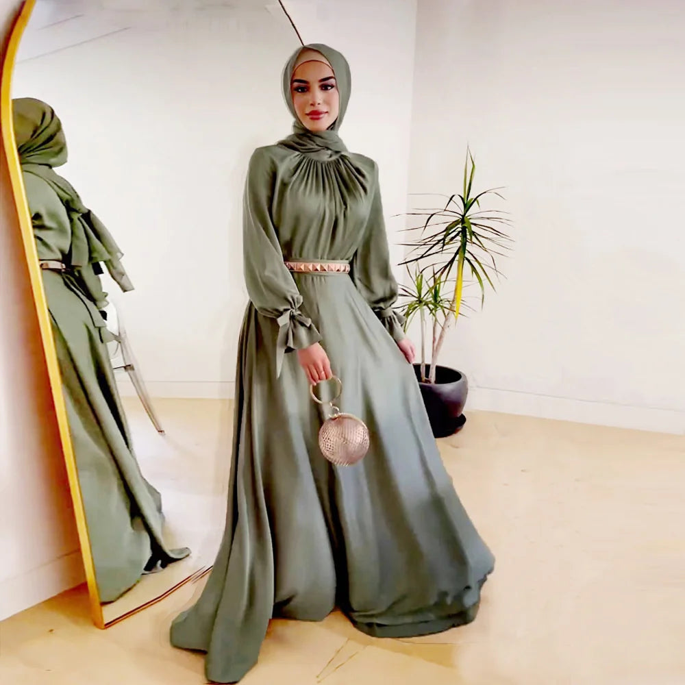 2024 New Eid Modest Satin Khimar Abaya Dubai Luxury Muslim Islam Arabic Abayas For Women Kaftan Hijab Dress Robe Femme Musulmane