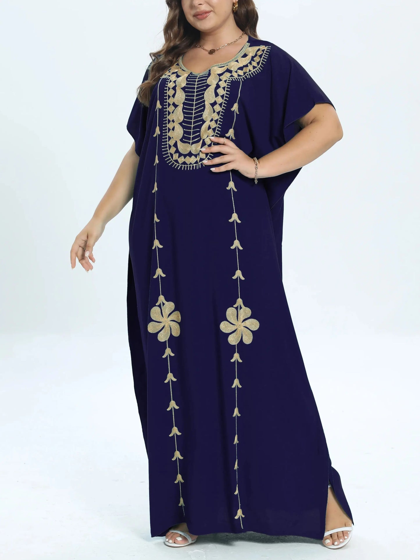 African Plus Size Dashiki Cotton Traditional Dress Abaya For Womens Moroccan Loose For Women's Kaftan Short Sleeve Cover up