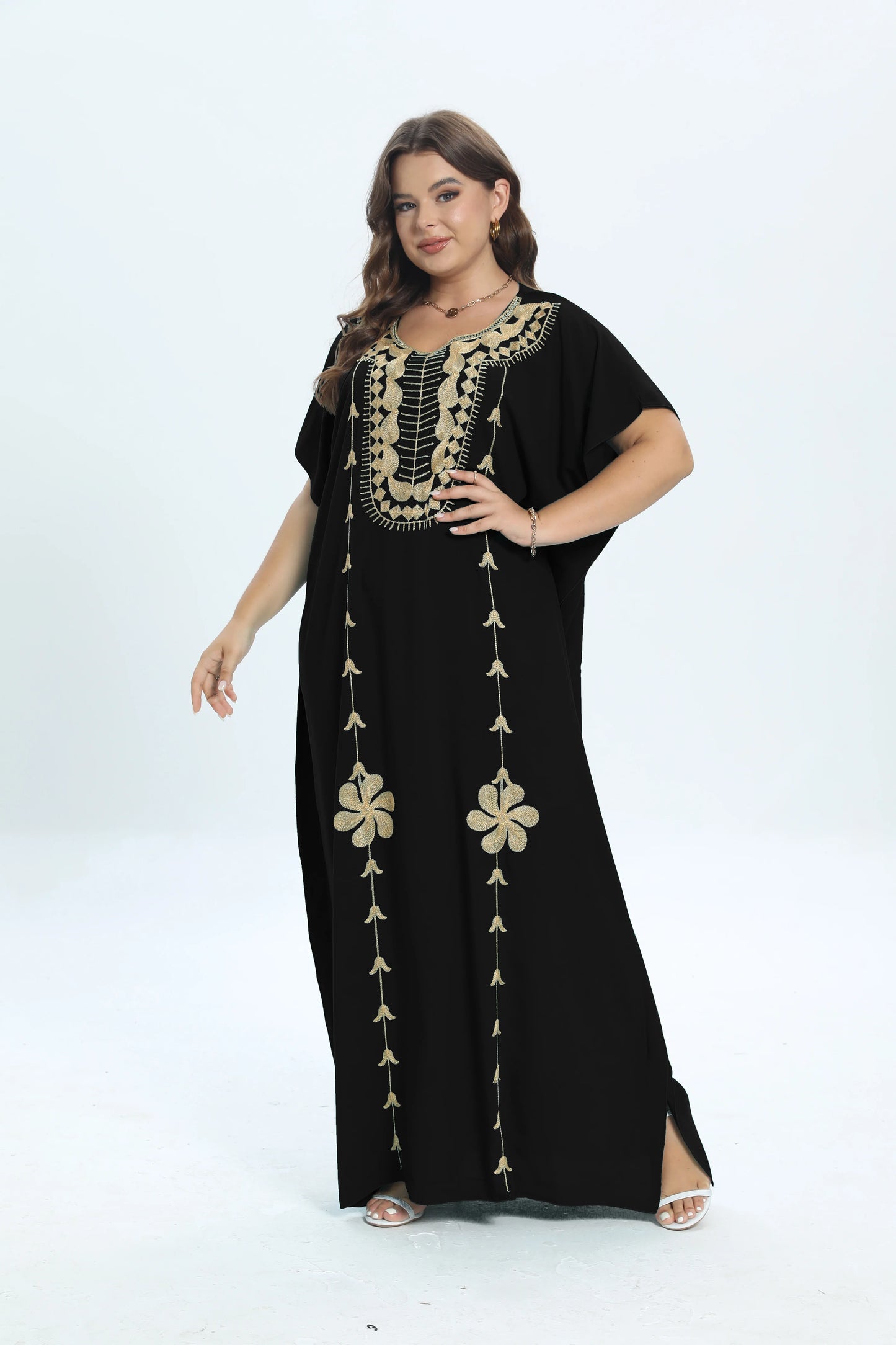 African Plus Size Dashiki Cotton Traditional Dress Abaya For Womens Moroccan Loose For Women's Kaftan Short Sleeve Cover up