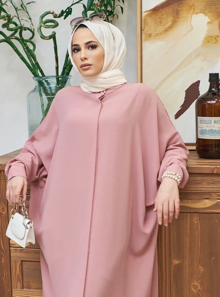 Woman Clothing Kaftan Muslim Robe Embroidered Loose and Breathable Djellaba Abaya Female Jubba Thobe Islam Bat Sleeve Dress Eid