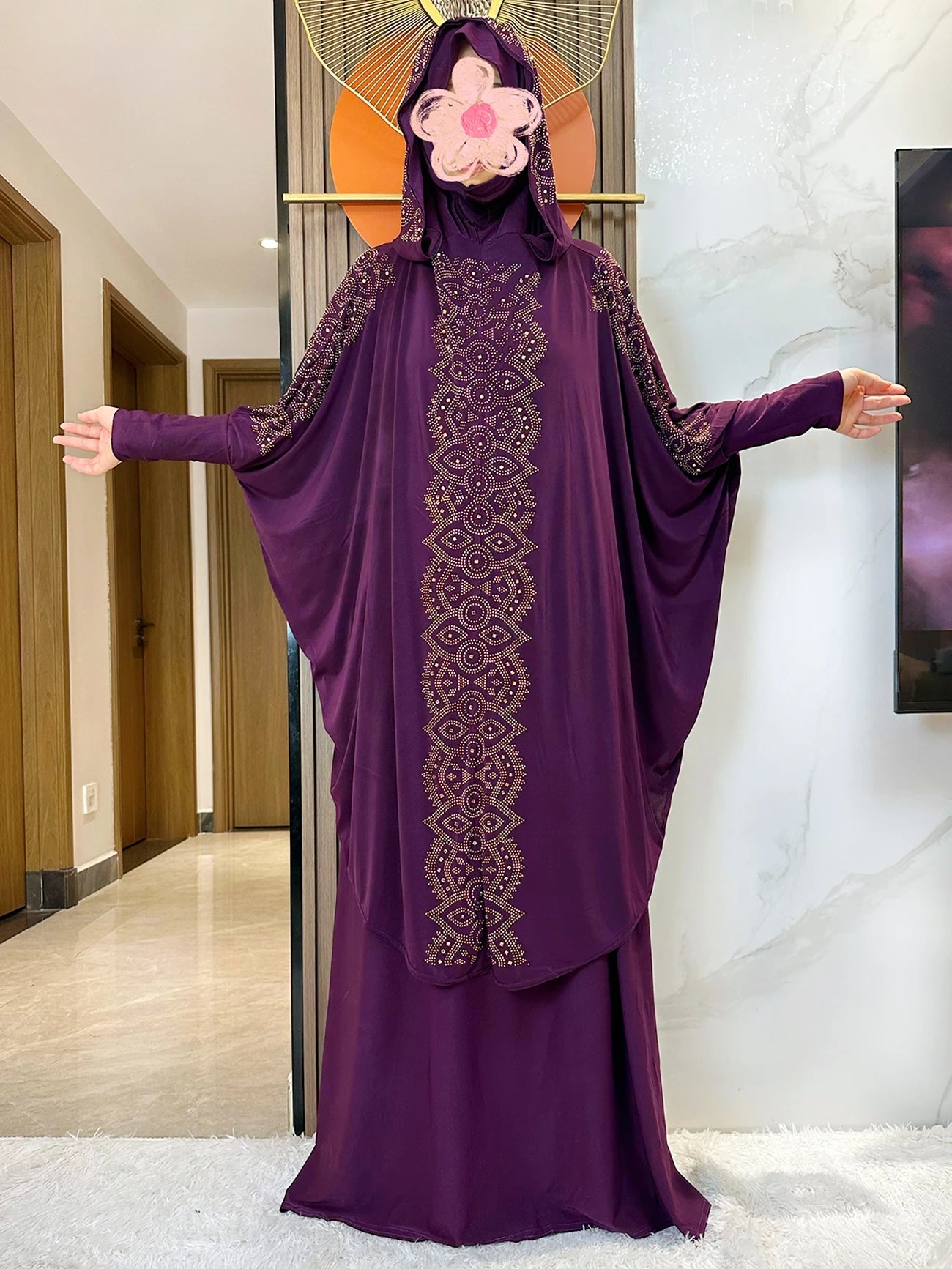 New Dubai Ramadan Muslim Women's Prayer Set Hooded Hijab With the Long Skirt Turkey-African Dubai Islam Lady Cloth Kaftan Abaya