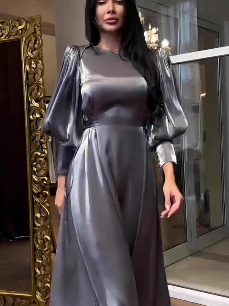 Eid Sliky Satin Muslim Dress for Women Abaya Morocco Party Dresses Ramadan Lace-up Abayas Kaftan Islam Dubai Arab Long Robe 2024