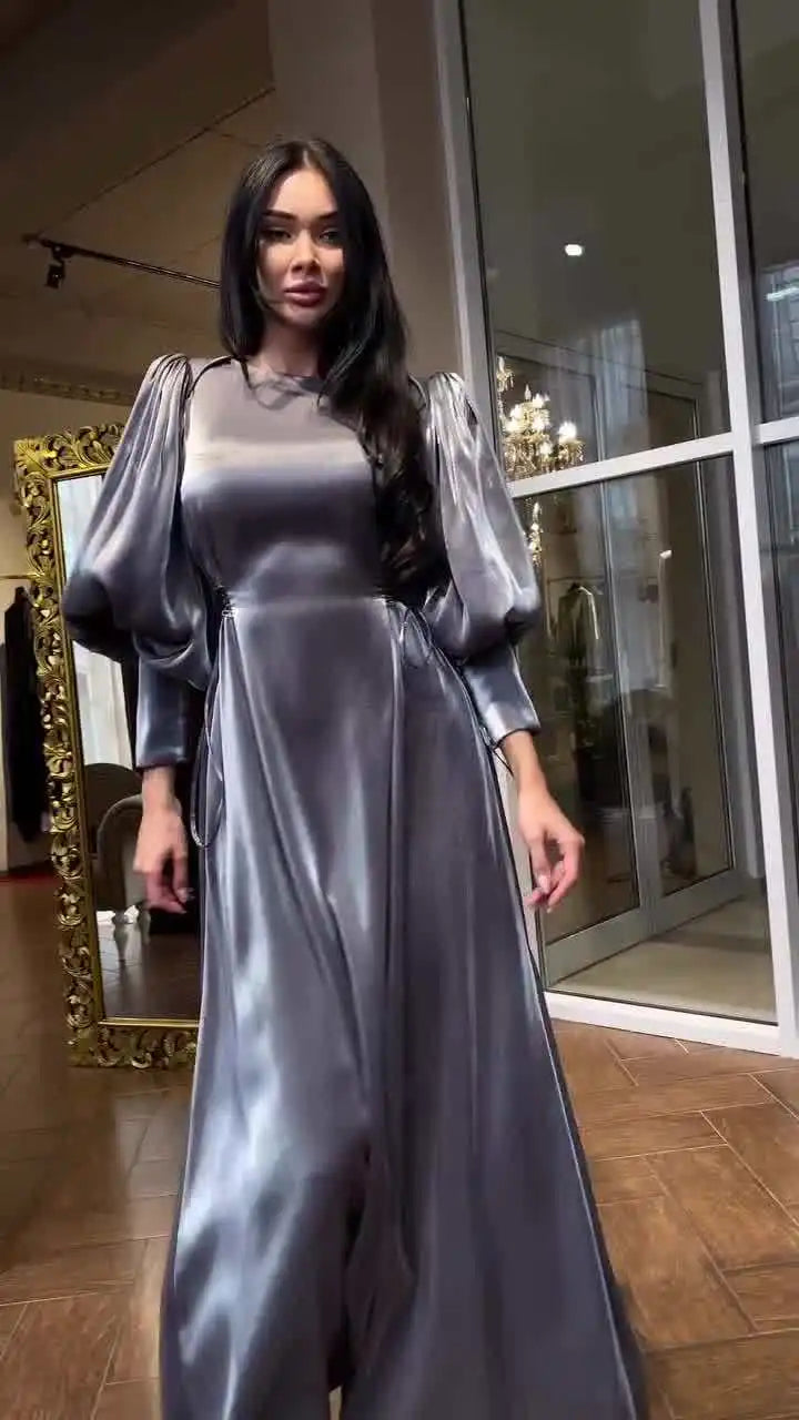 Eid Sliky Satin Muslim Dress for Women Abaya Morocco Party Dresses Ramadan Lace-up Abayas Kaftan Islam Dubai Arab Long Robe 2024