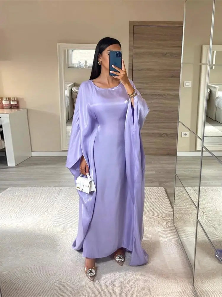 ramadan Eid Abayas For Women Modest Fashion Shimmer Batwing Satin Abaya Dubai Luxury 2024 Muslim Kaftan Dress Kebaya Vestidos