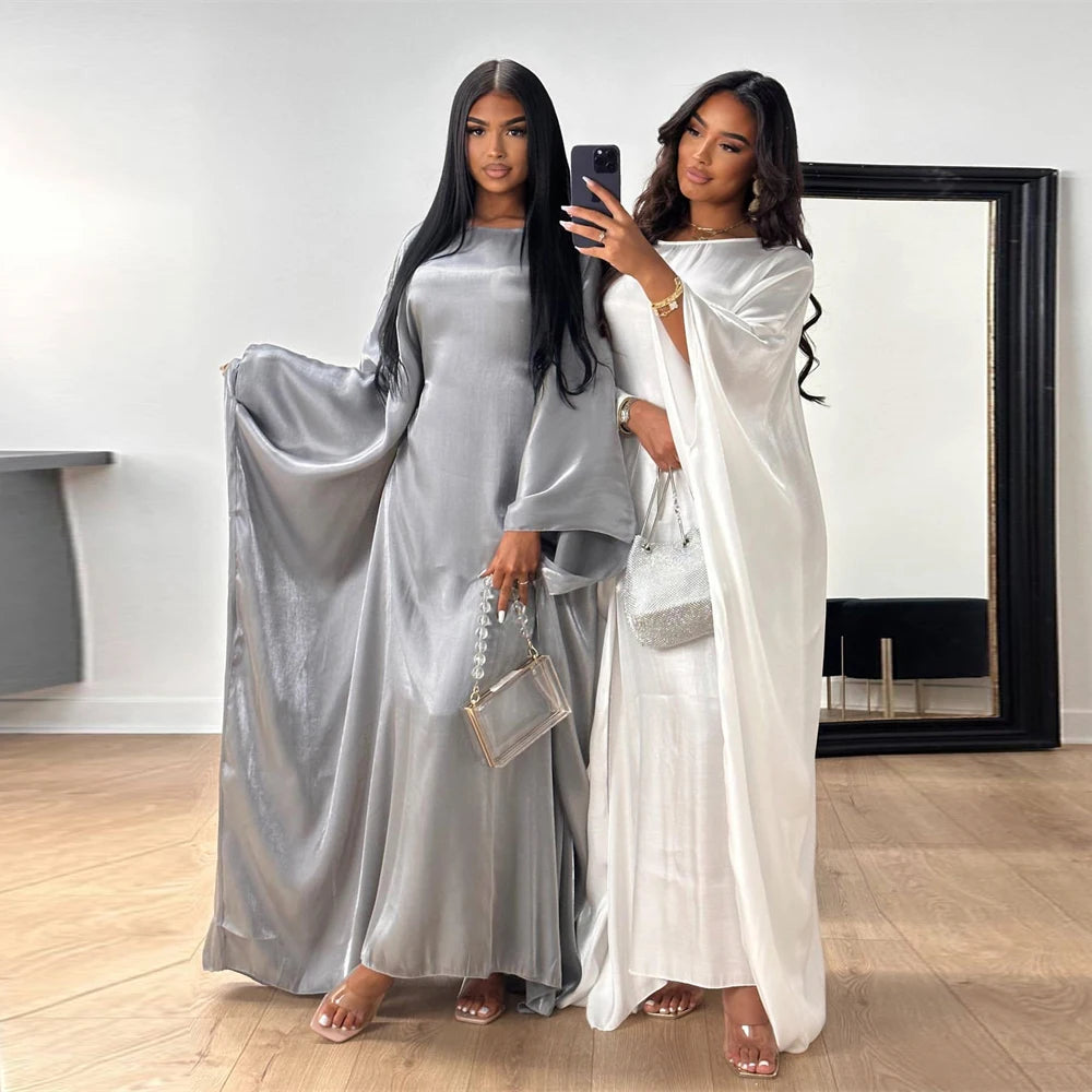 ramadan Eid Abayas For Women Modest Fashion Shimmer Batwing Satin Abaya Dubai Luxury 2024 Muslim Kaftan Dress Kebaya Vestidos