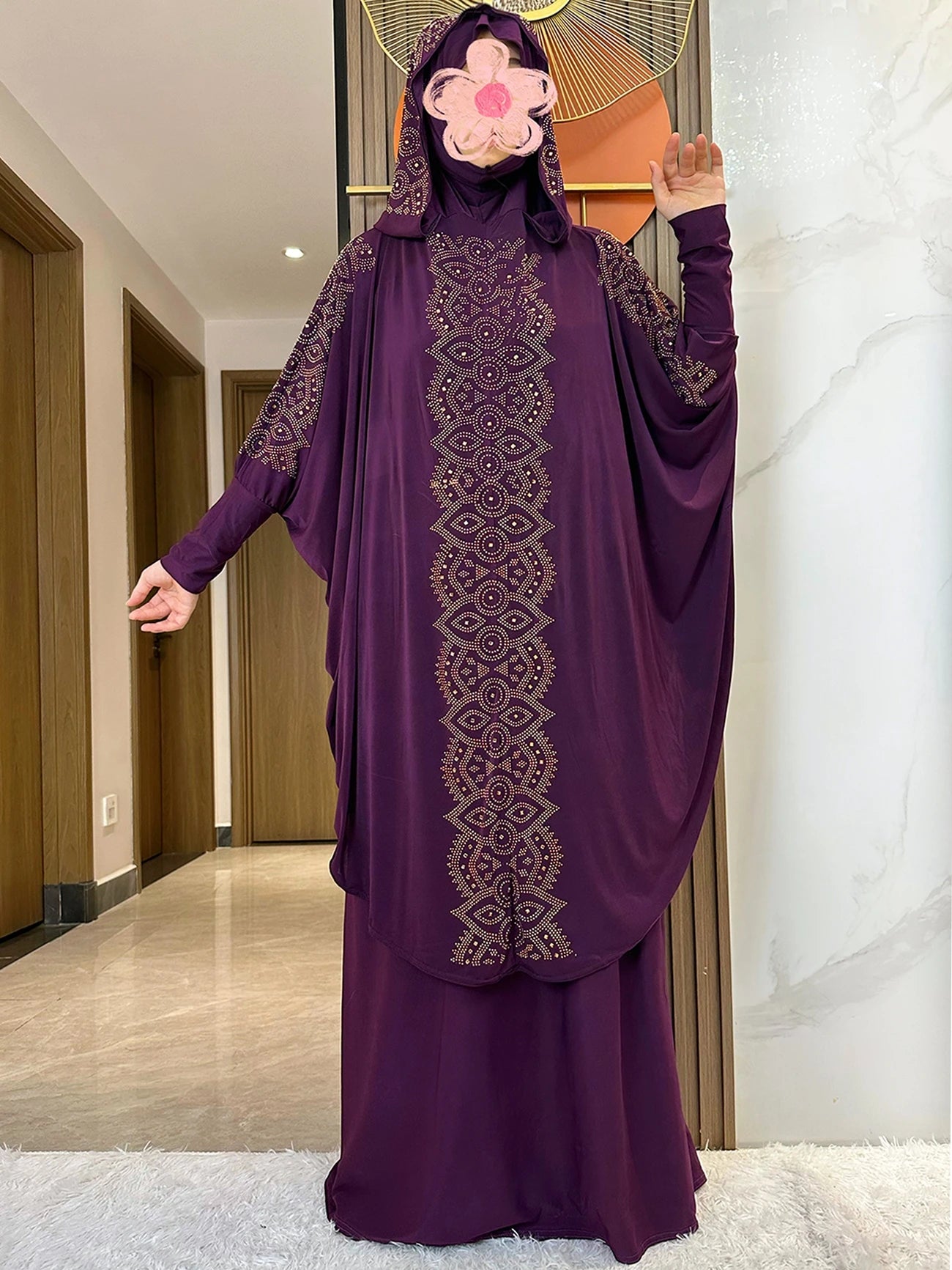 New Dubai Ramadan Muslim Women's Prayer Set Hooded Hijab With the Long Skirt Turkey-African Dubai Islam Lady Cloth Kaftan Abaya