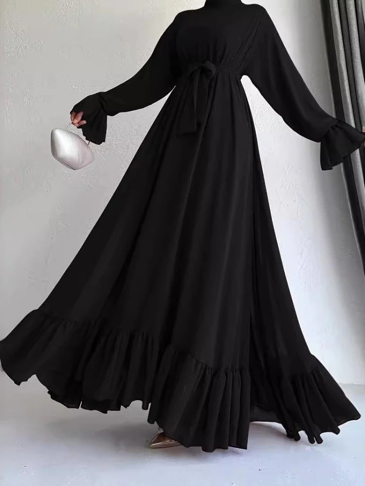 Eid Muslim Dress Women Abaya Jalabiya Sashes Ramadan Morocco Dubai Abayas Modest Arab Long Robe Kaftan Islam Party Vestidos 2024