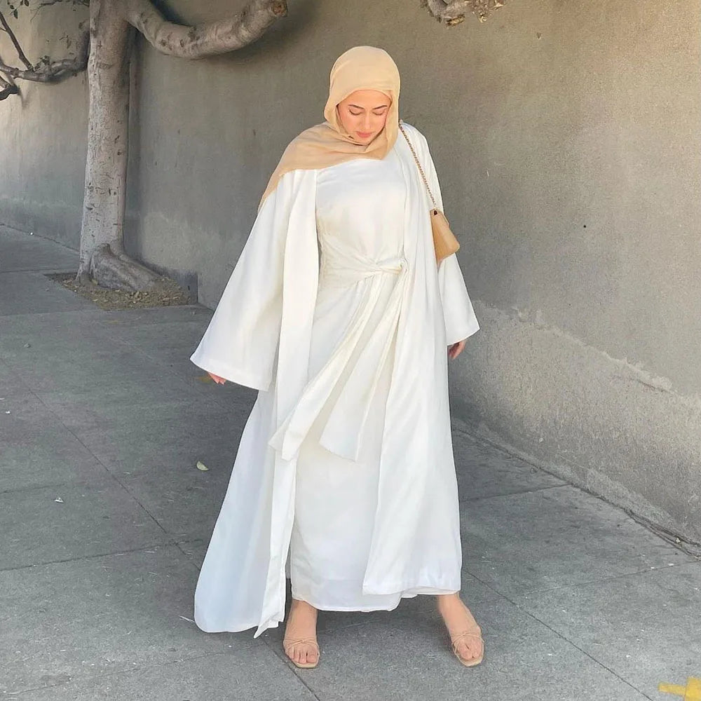 2023 Ramadan Muslim Dress Eid Mubarak Chiffon Open Abaya Kimono Dubai  Islam Kaftan  Clothes Abayas For Women Robe Femme Caftan