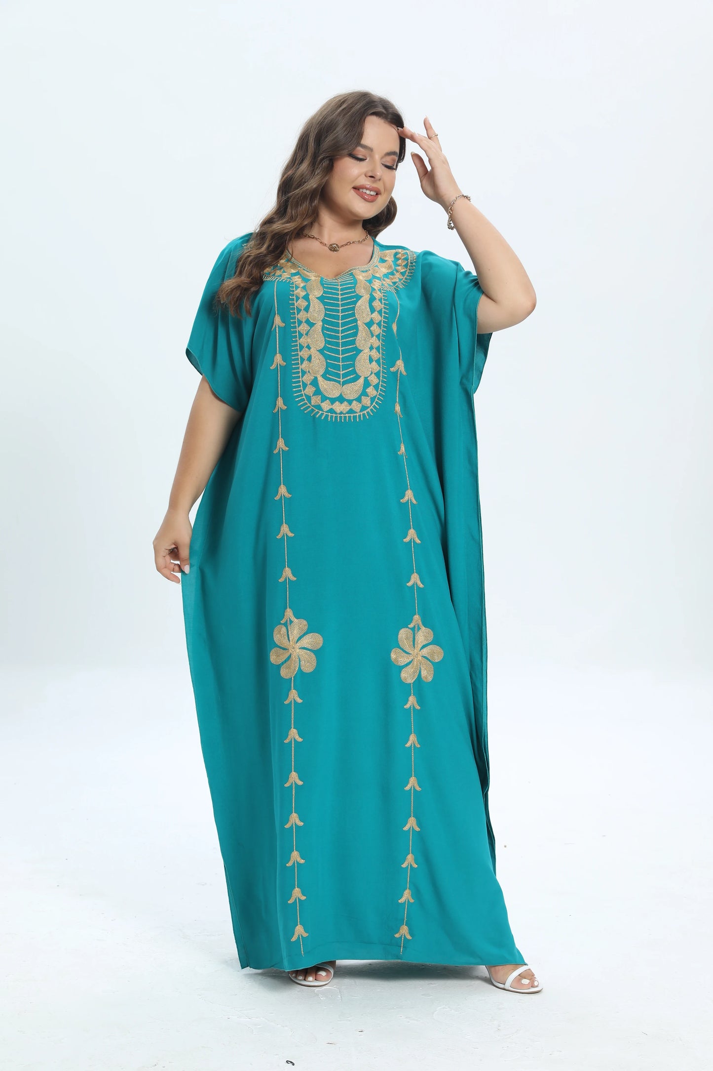 African Plus Size Dashiki Cotton Traditional Dress Abaya For Womens Moroccan Loose For Women's Kaftan Short Sleeve Cover up