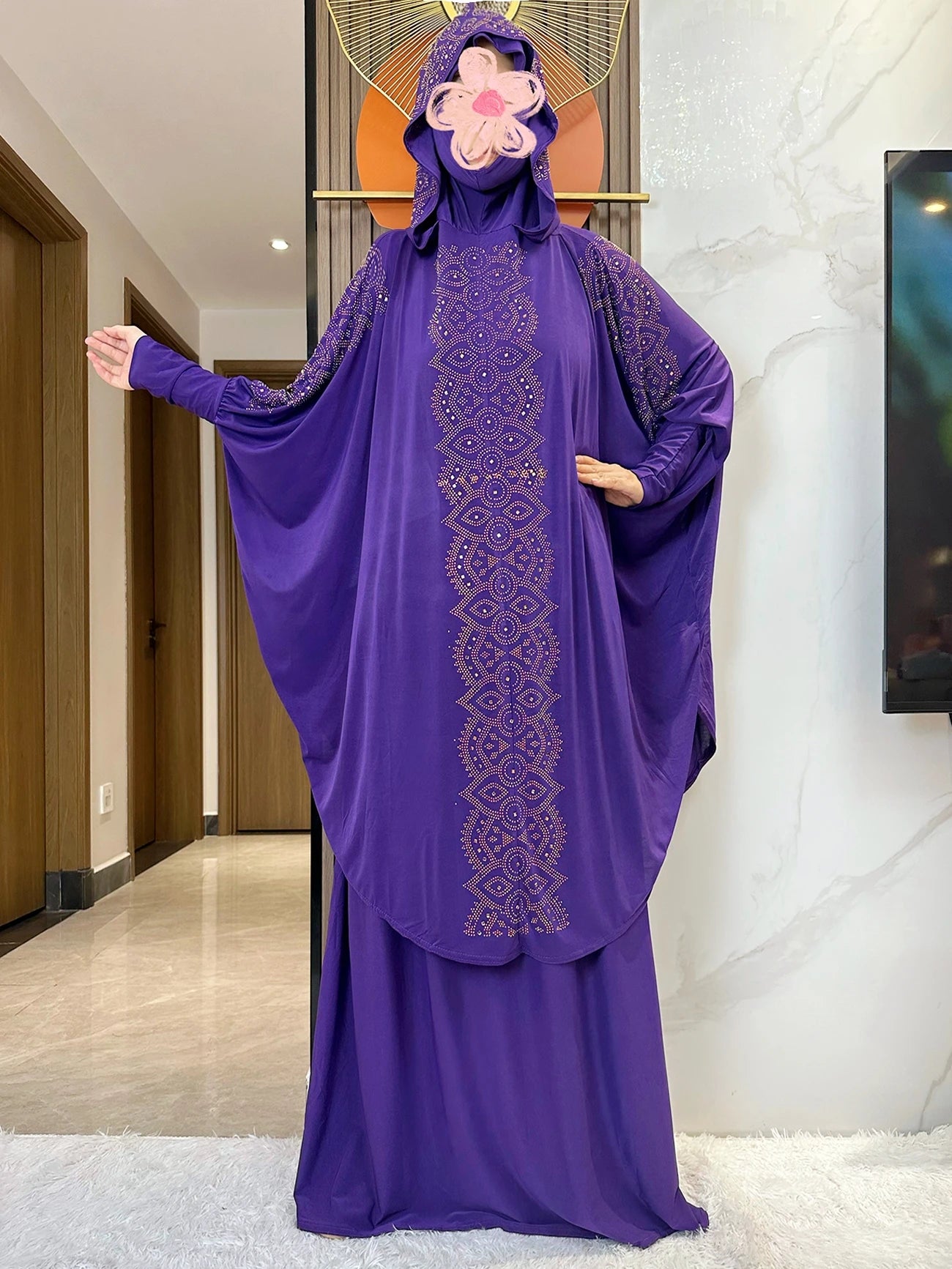 New Dubai Ramadan Muslim Women's Prayer Set Hooded Hijab With the Long Skirt Turkey-African Dubai Islam Lady Cloth Kaftan Abaya