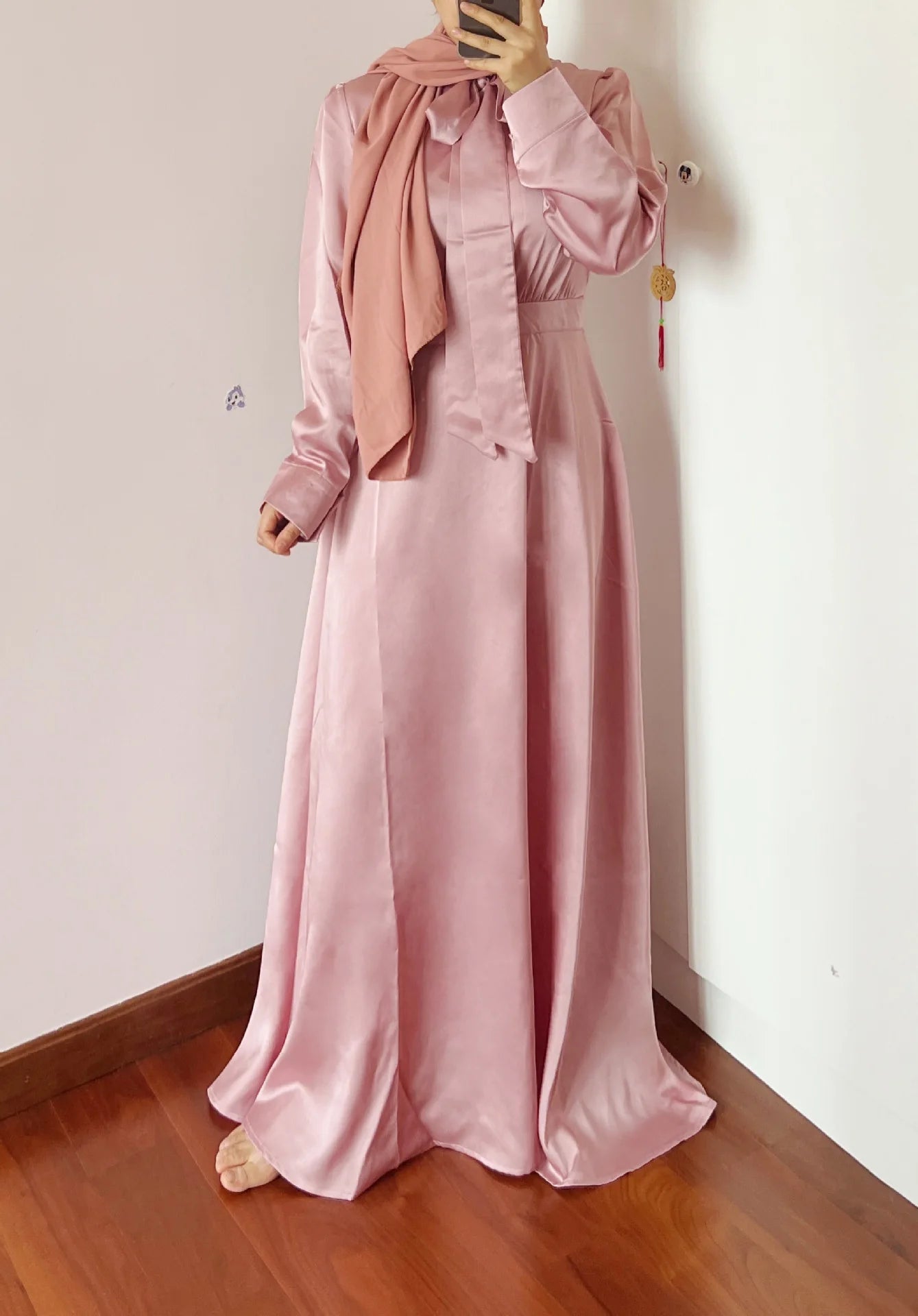 Eid Ramadan Dubai Muslim Turkish Satin Abaya Jalabiya Women Moroccan Caftan Party Maxi Dress Arab Kaftan Ribbon Robe Gown Abayas