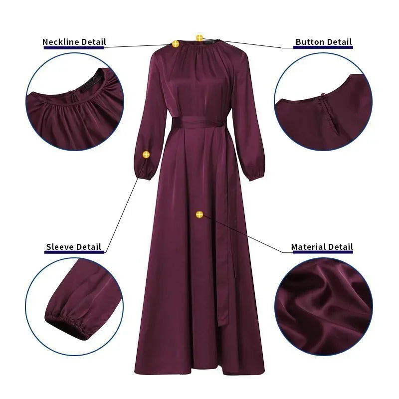 Muslim Maxi Dresses for Women Arabian Simple Loose Solid Elegant Dubai Turkey Islamic Temperament Muslim Plain Abayas for Women