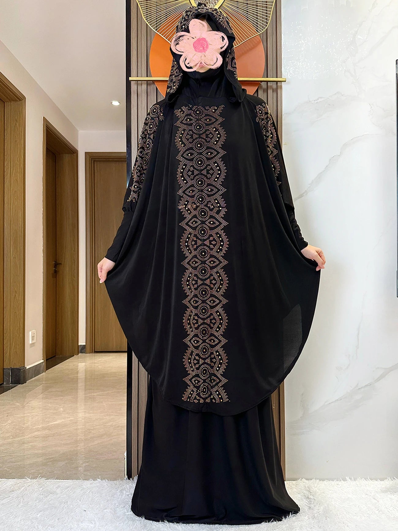 New Dubai Ramadan Muslim Women's Prayer Set Hooded Hijab With the Long Skirt Turkey-African Dubai Islam Lady Cloth Kaftan Abaya