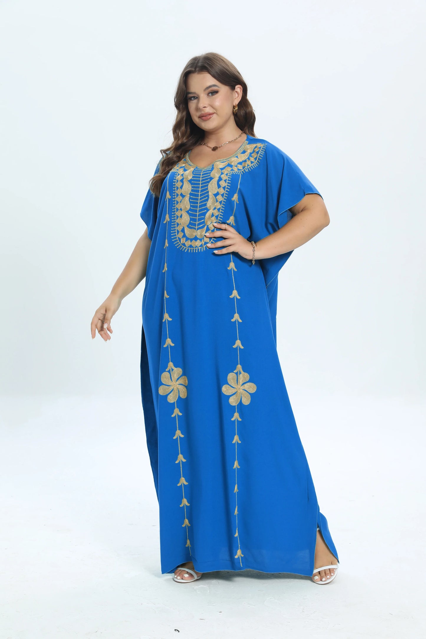 African Plus Size Dashiki Cotton Traditional Dress Abaya For Womens Moroccan Loose For Women's Kaftan Short Sleeve Cover up