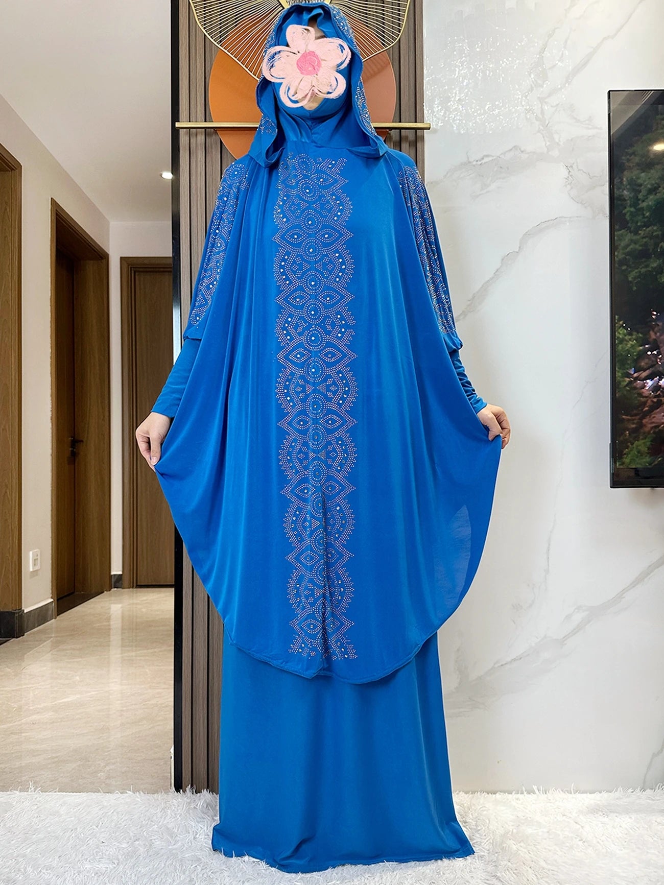 New Dubai Ramadan Muslim Women's Prayer Set Hooded Hijab With the Long Skirt Turkey-African Dubai Islam Lady Cloth Kaftan Abaya