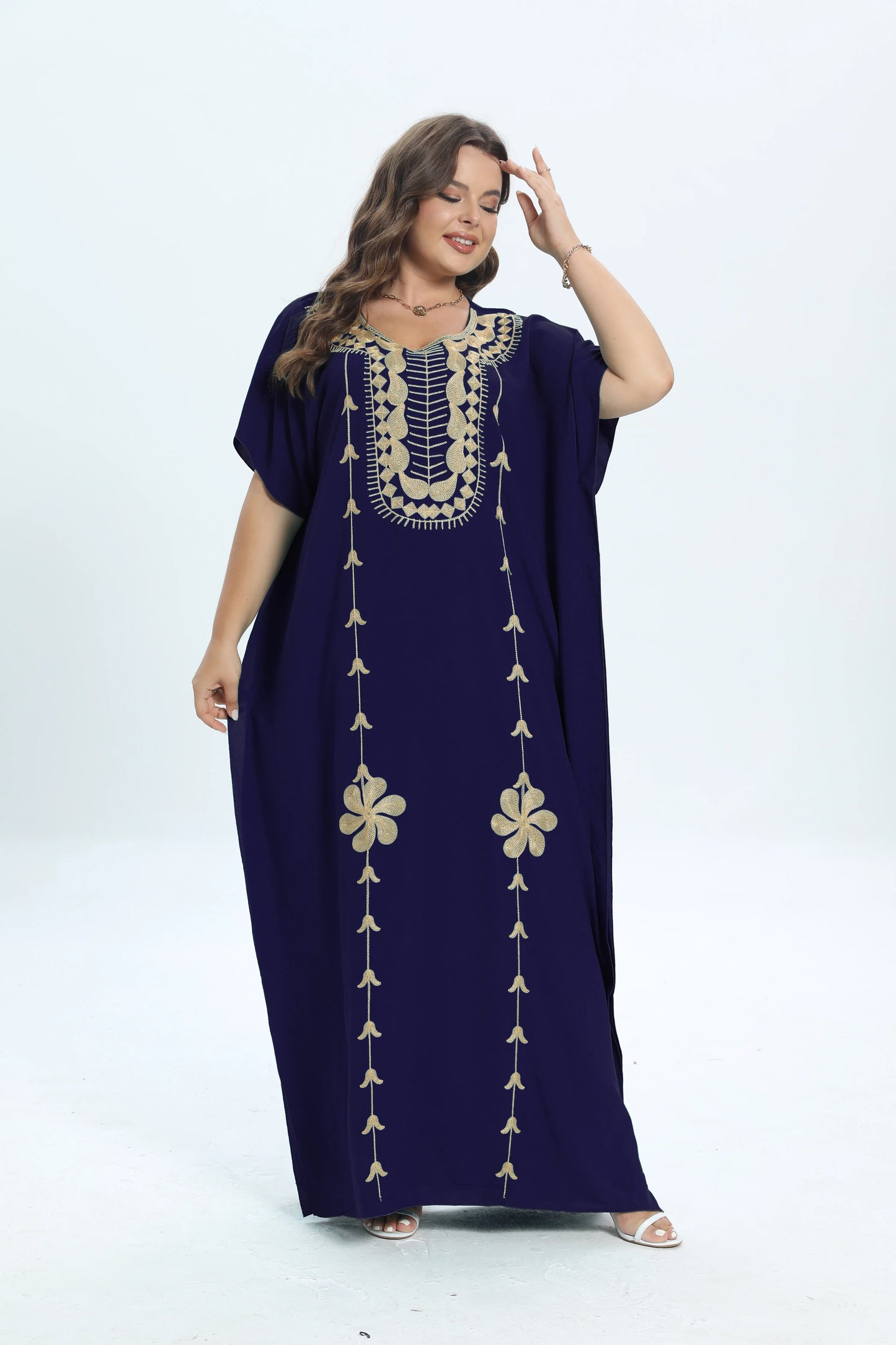 African Plus Size Dashiki Cotton Traditional Dress Abaya For Womens Moroccan Loose For Women's Kaftan Short Sleeve Cover up