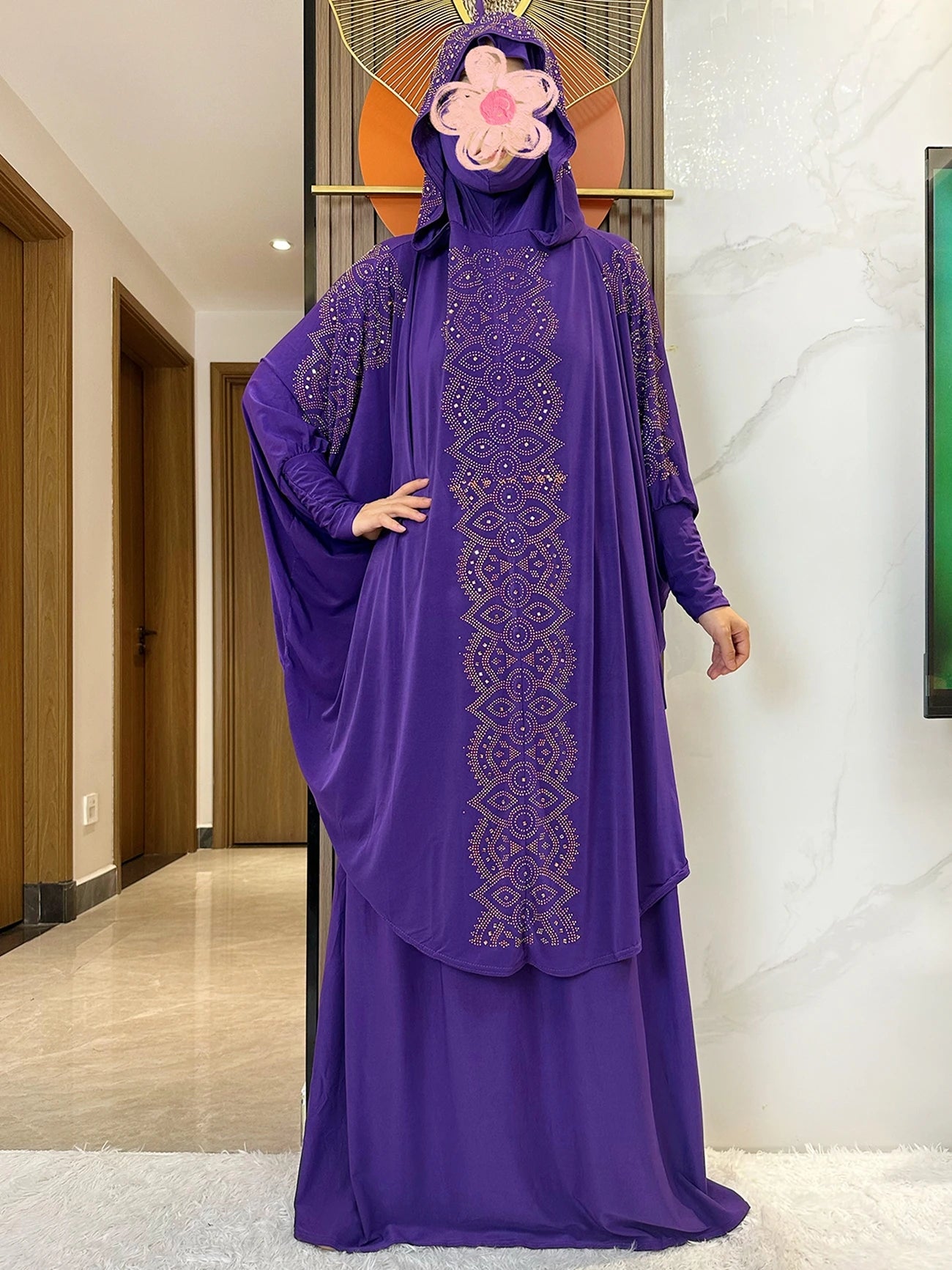 New Dubai Ramadan Muslim Women's Prayer Set Hooded Hijab With the Long Skirt Turkey-African Dubai Islam Lady Cloth Kaftan Abaya