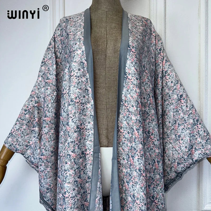 WINYI Kimono Summer sexy print loose Cardigan Female Blouse abaya beach cover up boho maxi party dress kaftan dresses womens