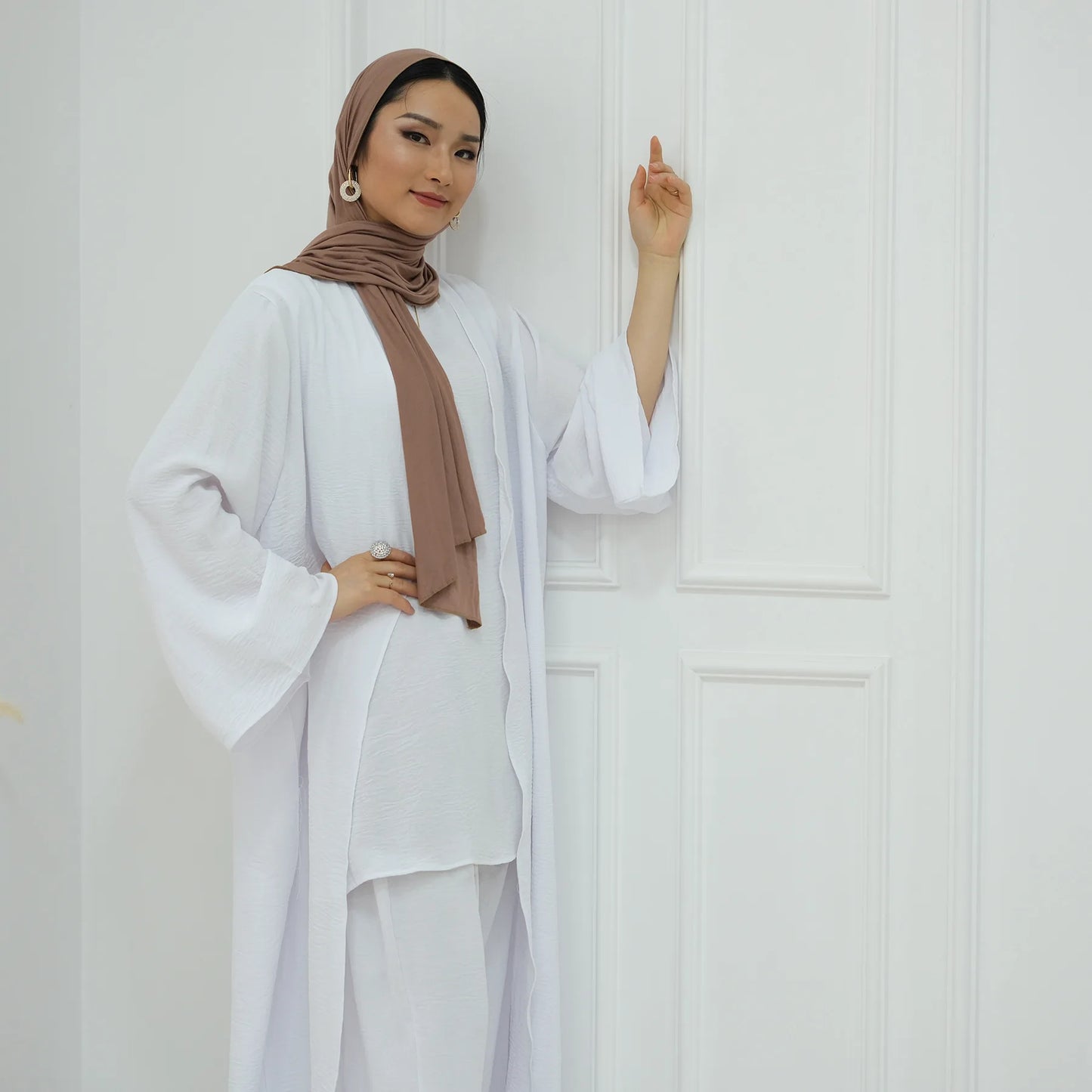 3Pieces Ramadan Eid Djellaba Suits Abaya Dubai 3 pieces Dress + Pants Muslim Sets Dress Abaya Dubai Muslim Islam Abayas WY2041