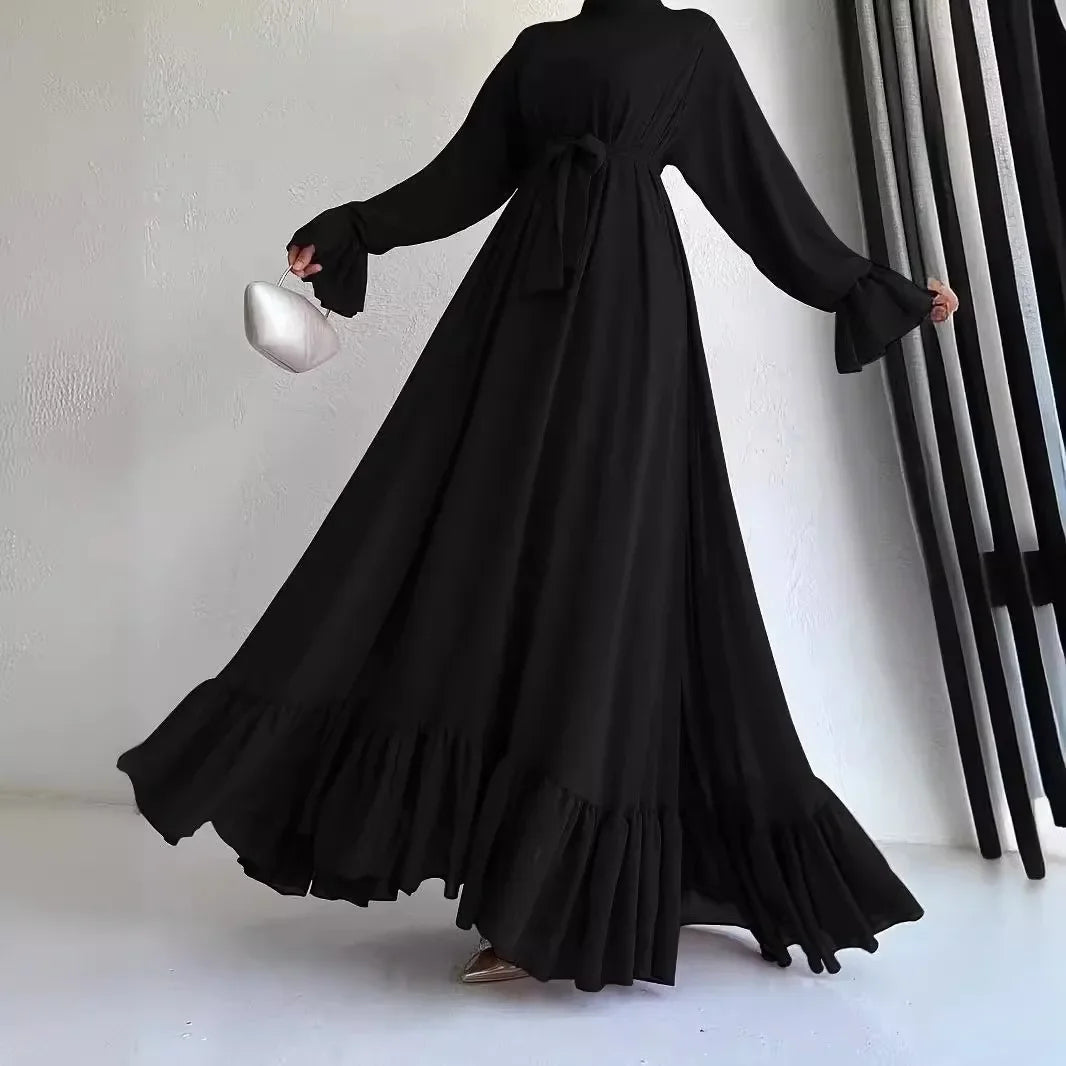 Eid Muslim Dress Women Abaya Jalabiya Sashes Ramadan Morocco Dubai Abayas Modest Arab Long Robe Kaftan Islam Party Vestidos 2024