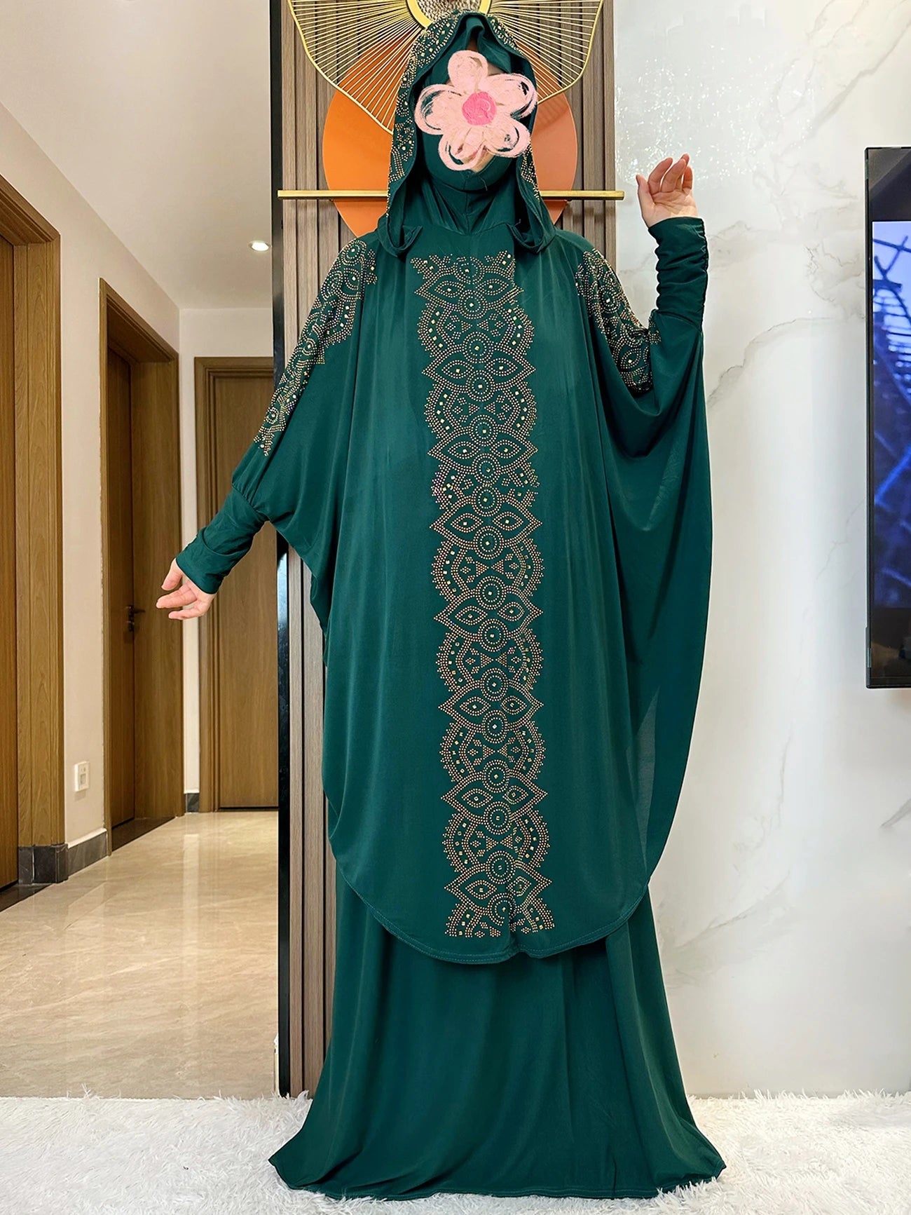 New Dubai Ramadan Muslim Women's Prayer Set Hooded Hijab With the Long Skirt Turkey-African Dubai Islam Lady Cloth Kaftan Abaya