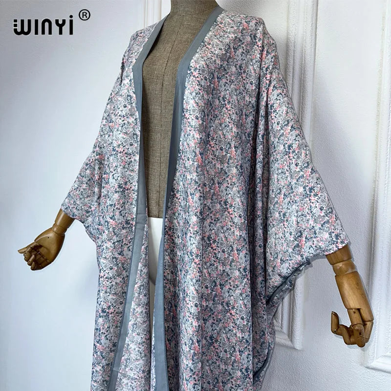 WINYI Kimono Summer sexy print loose Cardigan Female Blouse abaya beach cover up boho maxi party dress kaftan dresses womens