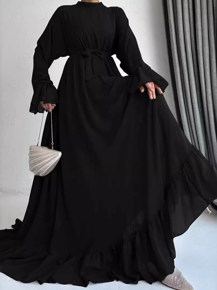 Eid Muslim Dress Women Abaya Jalabiya Sashes Ramadan Morocco Dubai Abayas Modest Arab Long Robe Kaftan Islam Party Vestidos 2024