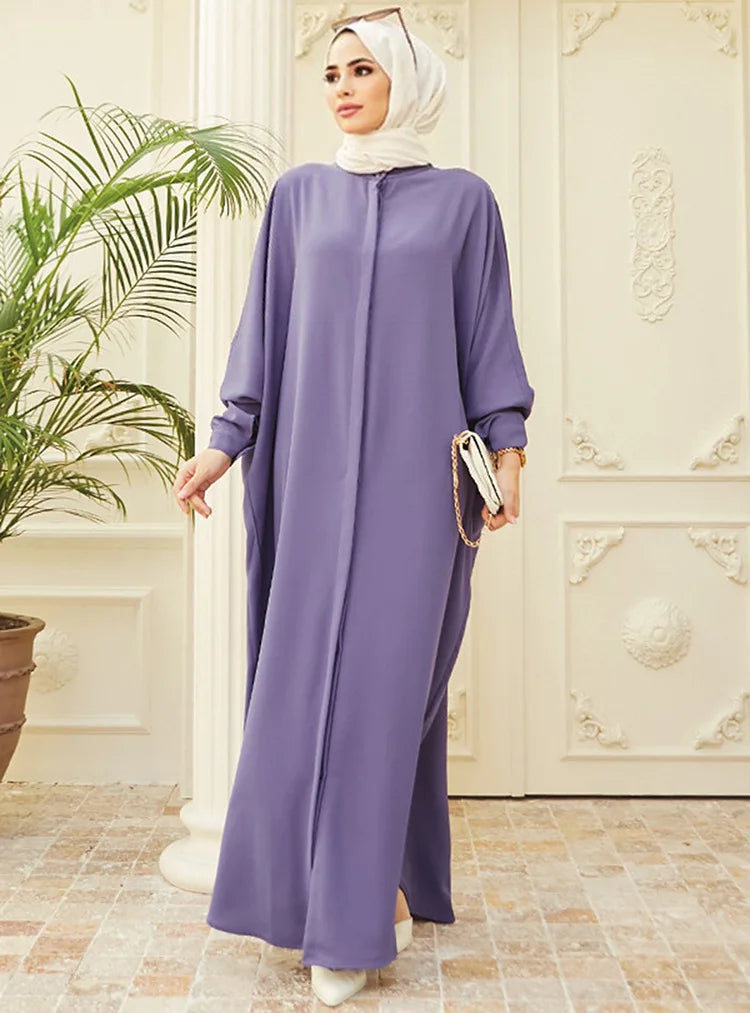 Woman Clothing Kaftan Muslim Robe Embroidered Loose and Breathable Djellaba Abaya Female Jubba Thobe Islam Bat Sleeve Dress Eid