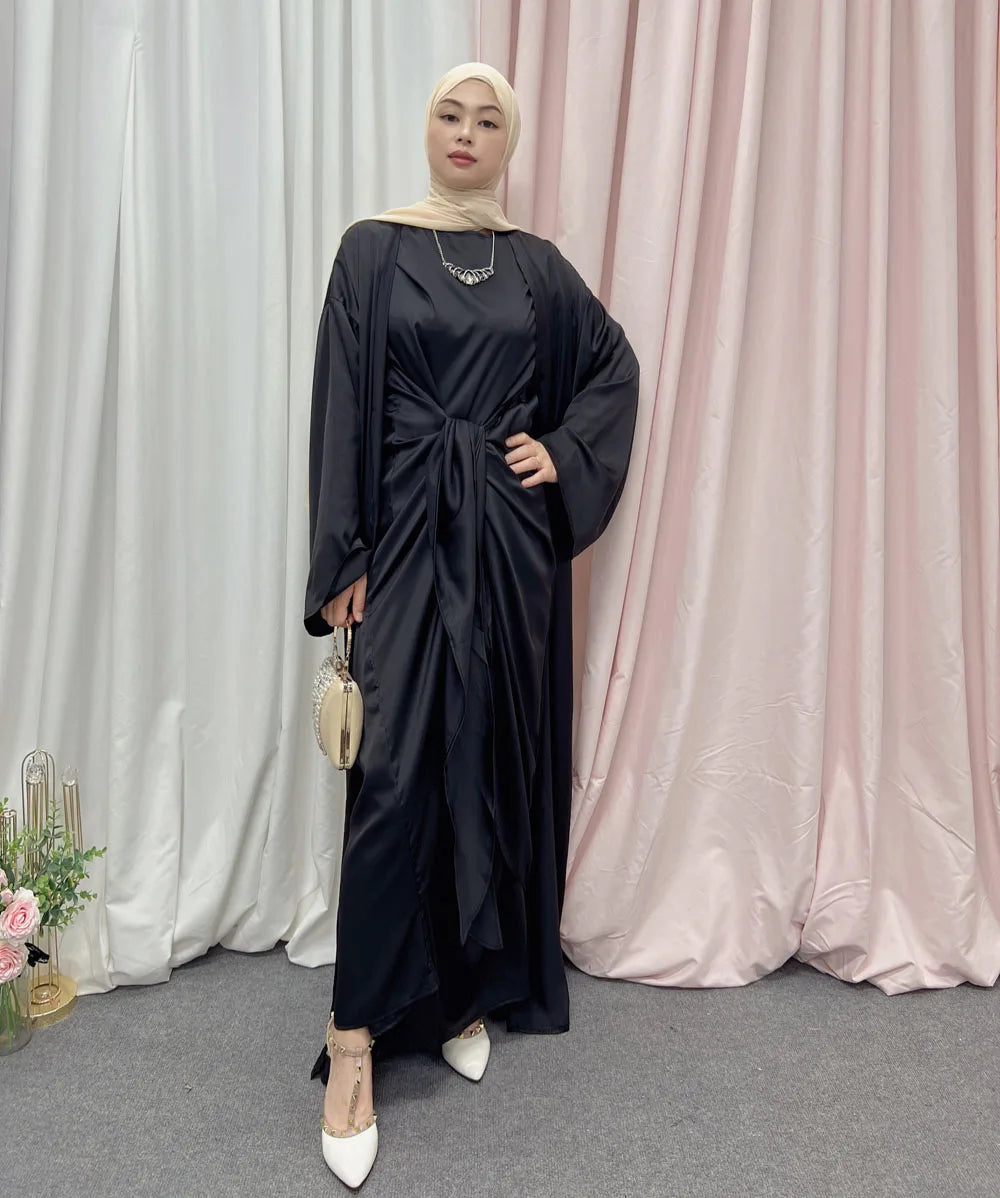 2023 Ramadan Muslim Dress Eid Mubarak Chiffon Open Abaya Kimono Dubai  Islam Kaftan  Clothes Abayas For Women Robe Femme Caftan