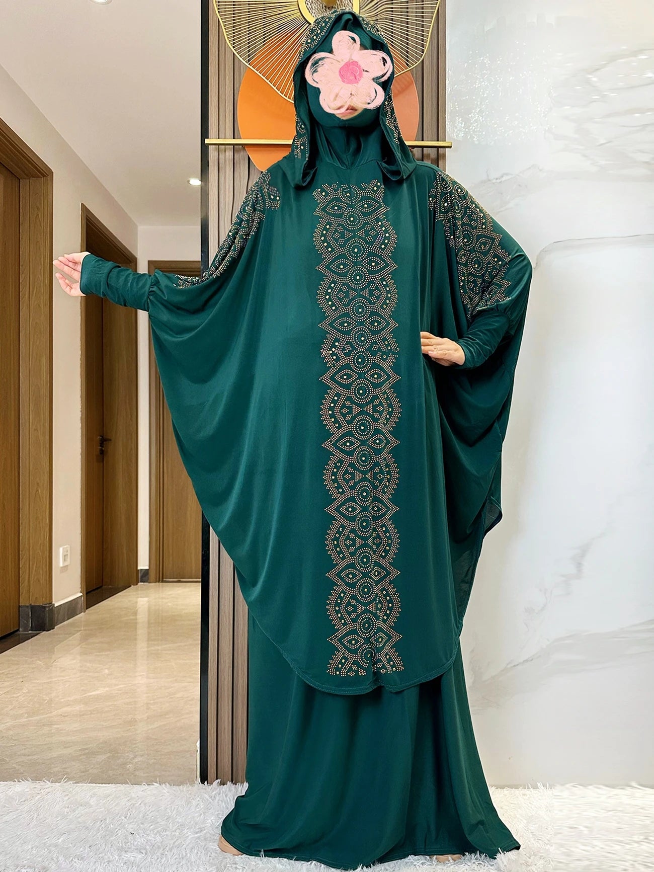 New Dubai Ramadan Muslim Women's Prayer Set Hooded Hijab With the Long Skirt Turkey-African Dubai Islam Lady Cloth Kaftan Abaya