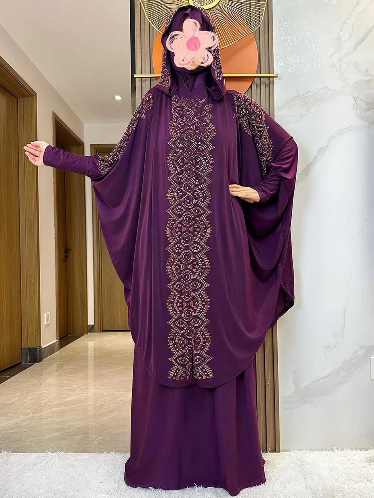 New Dubai Ramadan Muslim Women's Prayer Set Hooded Hijab With the Long Skirt Turkey-African Dubai Islam Lady Cloth Kaftan Abaya