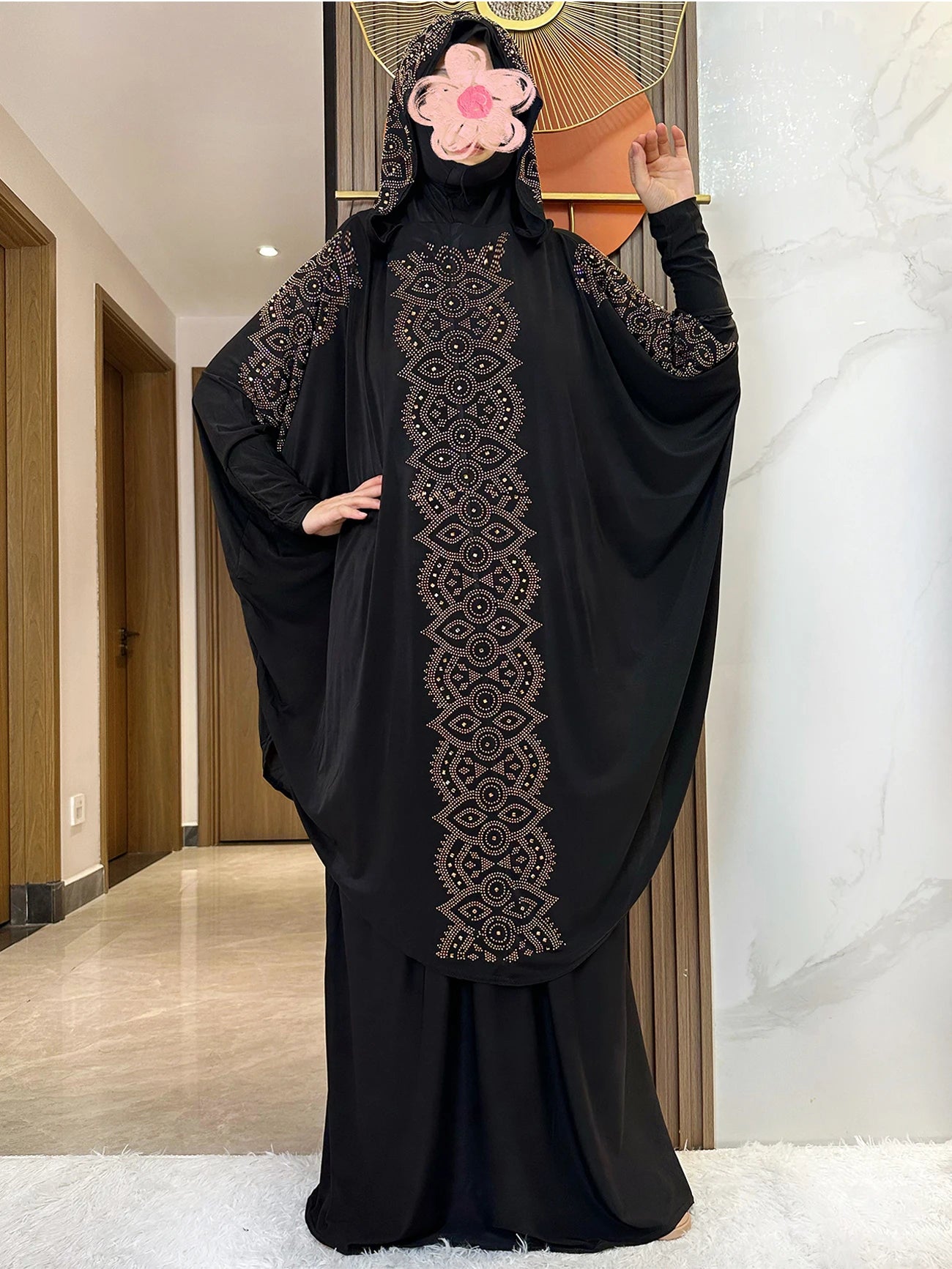 New Dubai Ramadan Muslim Women's Prayer Set Hooded Hijab With the Long Skirt Turkey-African Dubai Islam Lady Cloth Kaftan Abaya