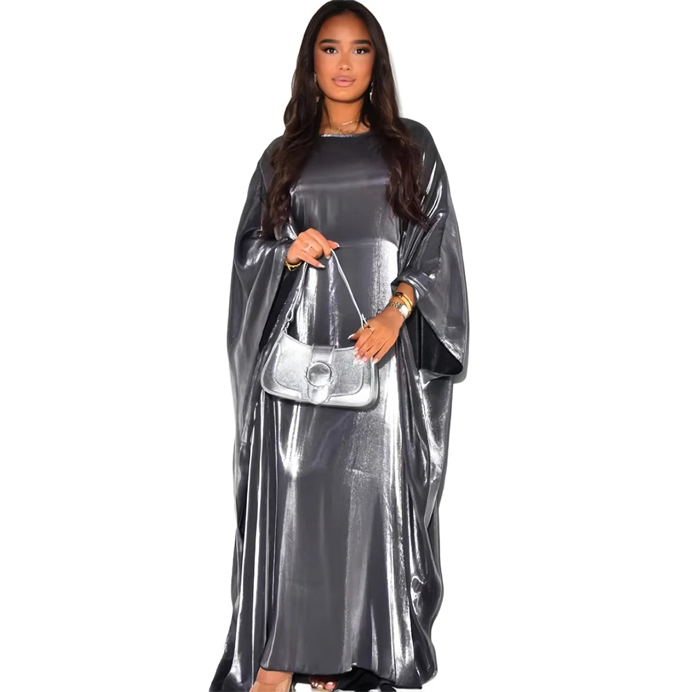 ramadan Eid Abayas For Women Modest Fashion Shimmer Batwing Satin Abaya Dubai Luxury 2024 Muslim Kaftan Dress Kebaya Vestidos