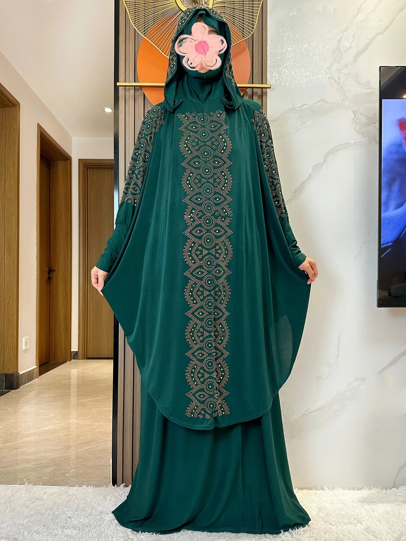 New Dubai Ramadan Muslim Women's Prayer Set Hooded Hijab With the Long Skirt Turkey-African Dubai Islam Lady Cloth Kaftan Abaya