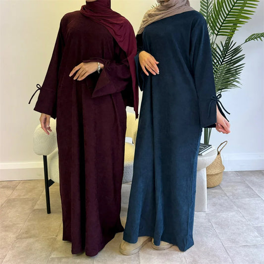 2024 Ramadan New Black Eid Modest Warm Winter Abayas Muslim Women Abaya Dress Robe  Arabe Female Morocco Kaftan Islam Clothing