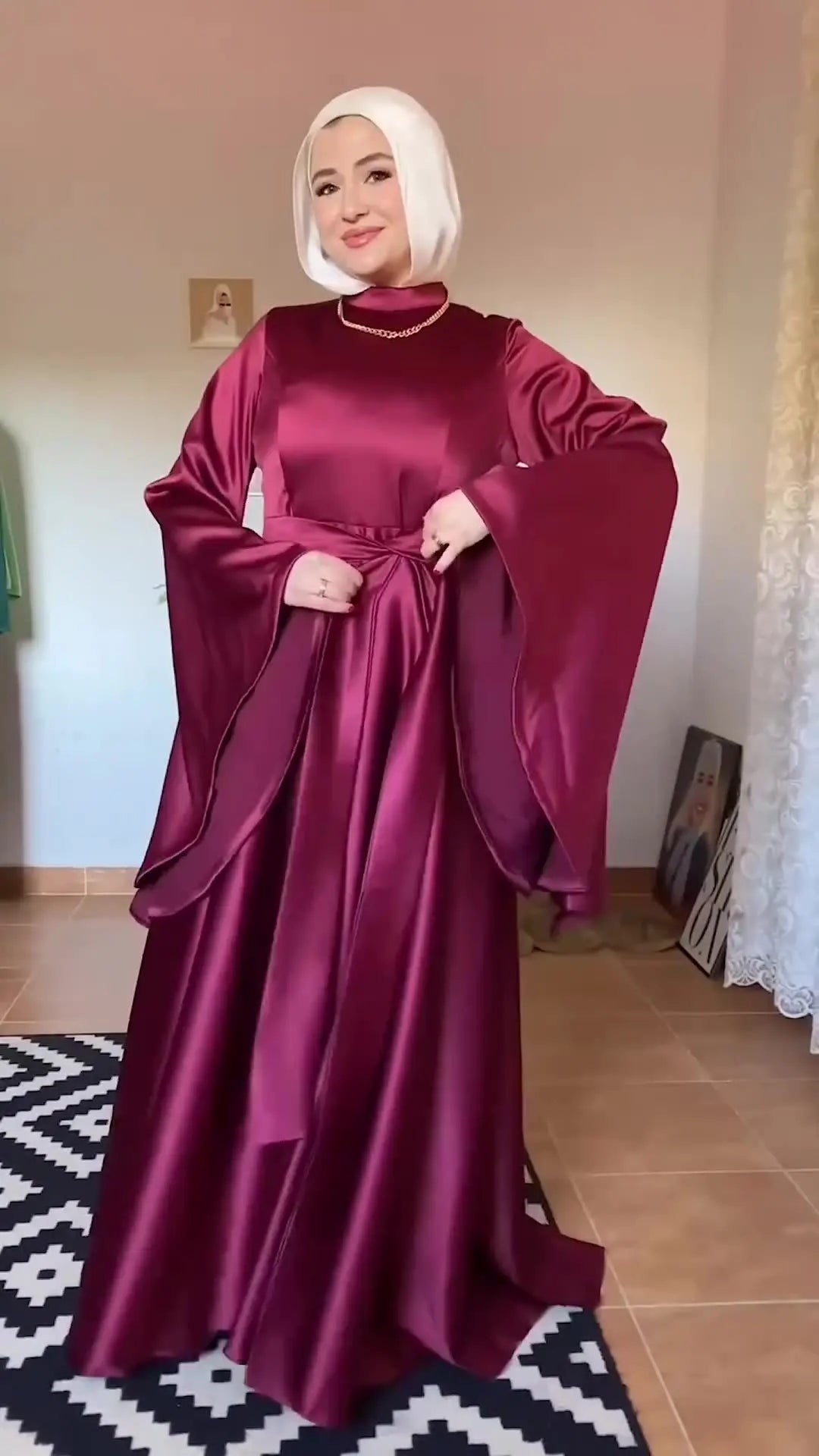 Eid Flare Sleeve Muslim Abaya Women Dresses Sashes Jalabiya Kaftan Solid Vestidos Arab Long Robe Ramadan Morocco Dubai Abayas