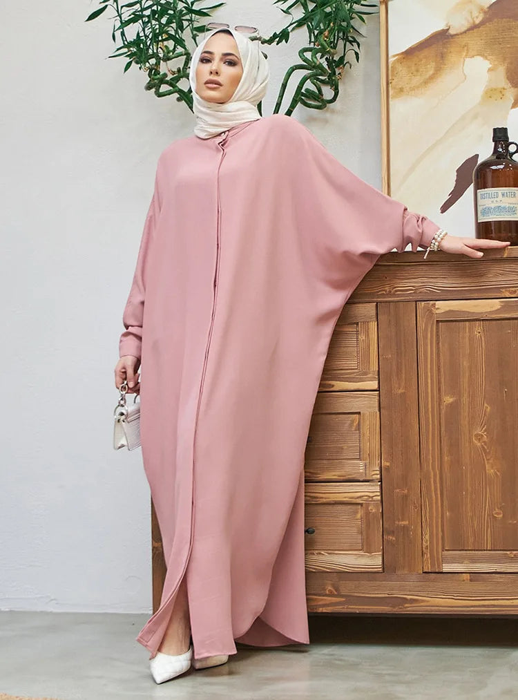 Woman Clothing Kaftan Muslim Robe Embroidered Loose and Breathable Djellaba Abaya Female Jubba Thobe Islam Bat Sleeve Dress Eid