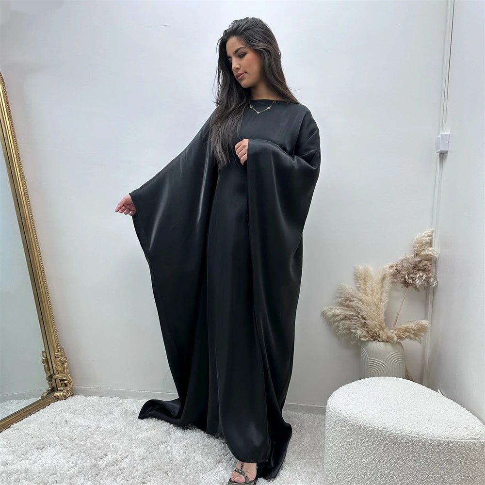 ramadan Eid Abayas For Women Modest Fashion Shimmer Batwing Satin Abaya Dubai Luxury 2024 Muslim Kaftan Dress Kebaya Vestidos