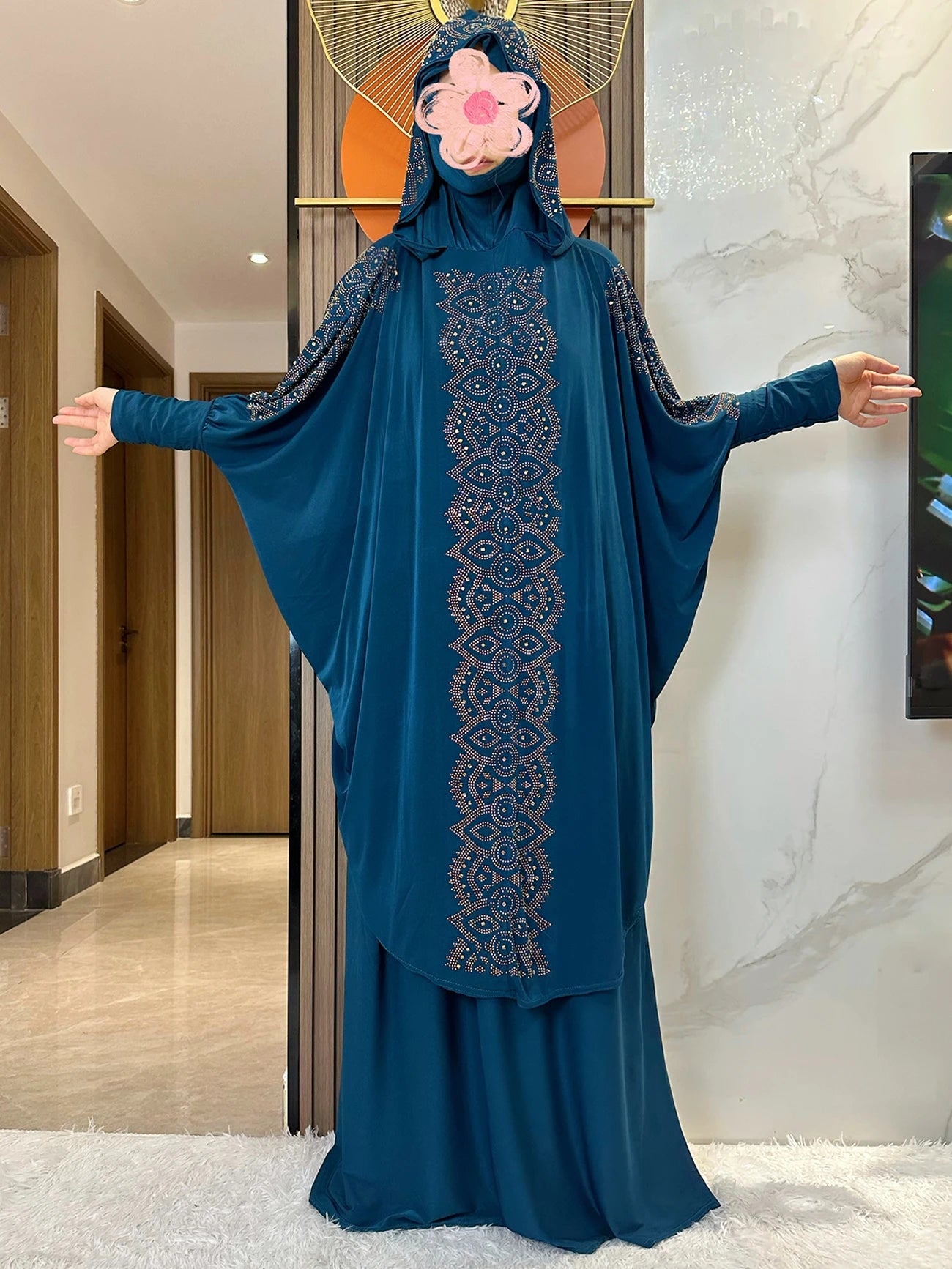 New Dubai Ramadan Muslim Women's Prayer Set Hooded Hijab With the Long Skirt Turkey-African Dubai Islam Lady Cloth Kaftan Abaya