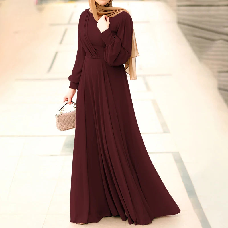 Women Spring Sundress ZANZEA Fashion Solid Muslim Dress Casual Abaya Marocain Turkish Robe Femme Lantern Sleeve Maxi Vestidos