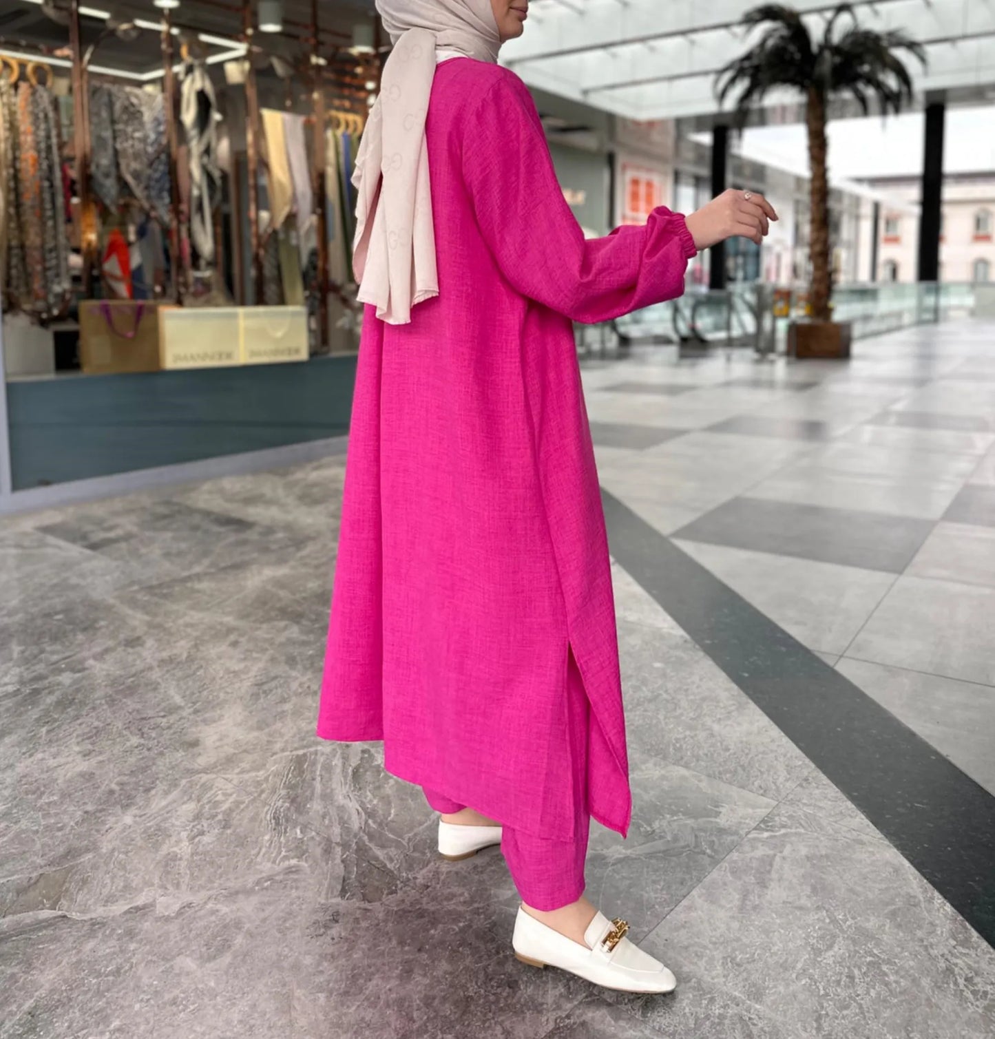 Muslim Dress for Women Blouse 2 Piece Set Long Sleeve Abaya Shirt Wide Leg Pant Suits Arabic Dubai Dresses Musulman Ensembles