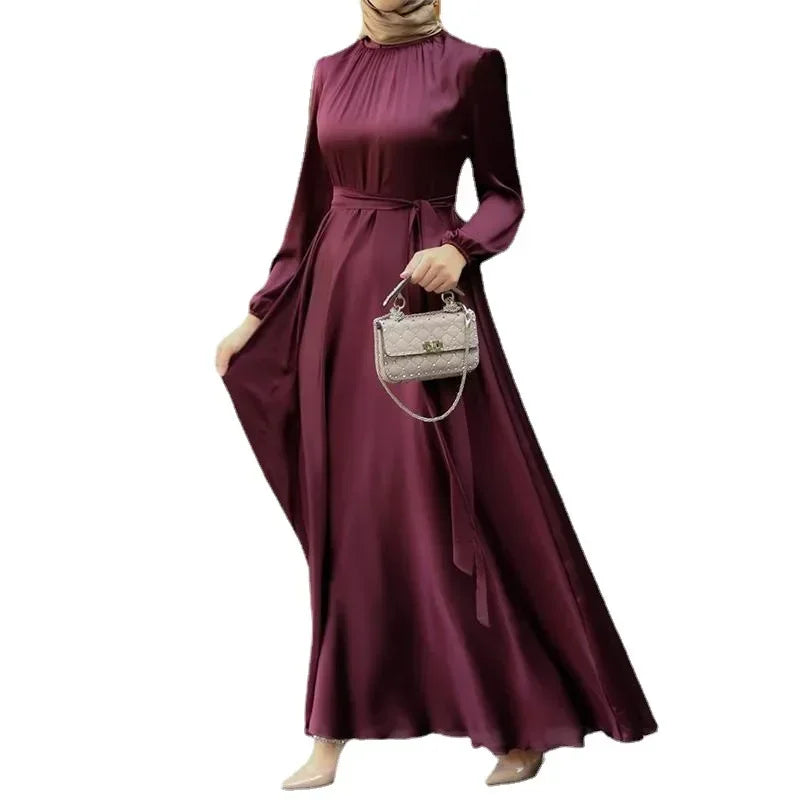 Muslim Maxi Dresses for Women Arabian Simple Loose Solid Elegant Dubai Turkey Islamic Temperament Muslim Plain Abayas for Women