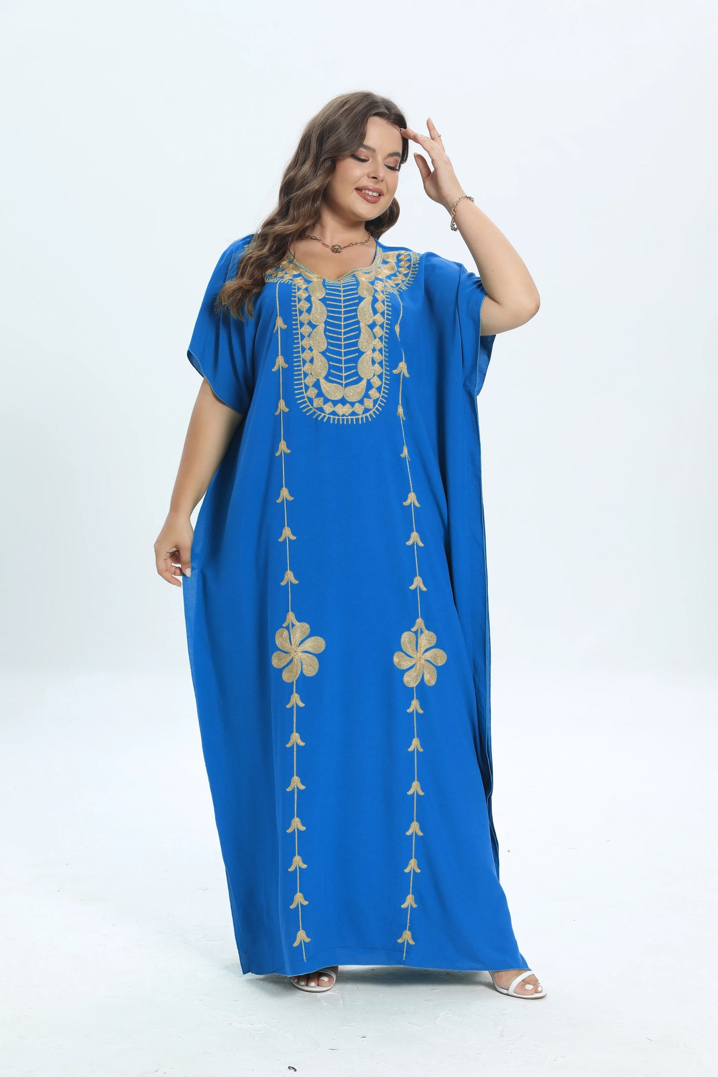 African Plus Size Dashiki Cotton Traditional Dress Abaya For Womens Moroccan Loose For Women's Kaftan Short Sleeve Cover up