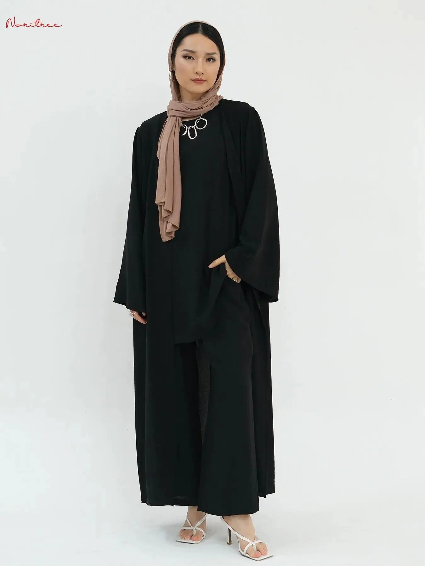 3Pieces Ramadan Eid Djellaba Suits Abaya Dubai 3 pieces Dress + Pants Muslim Sets Dress Abaya Dubai Muslim Islam Abayas WY2041