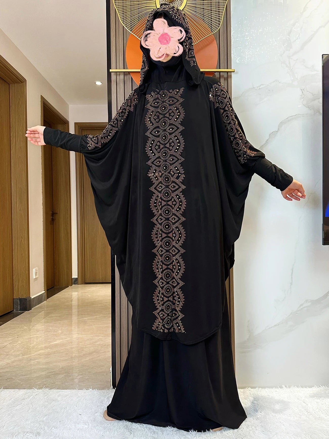 New Dubai Ramadan Muslim Women's Prayer Set Hooded Hijab With the Long Skirt Turkey-African Dubai Islam Lady Cloth Kaftan Abaya