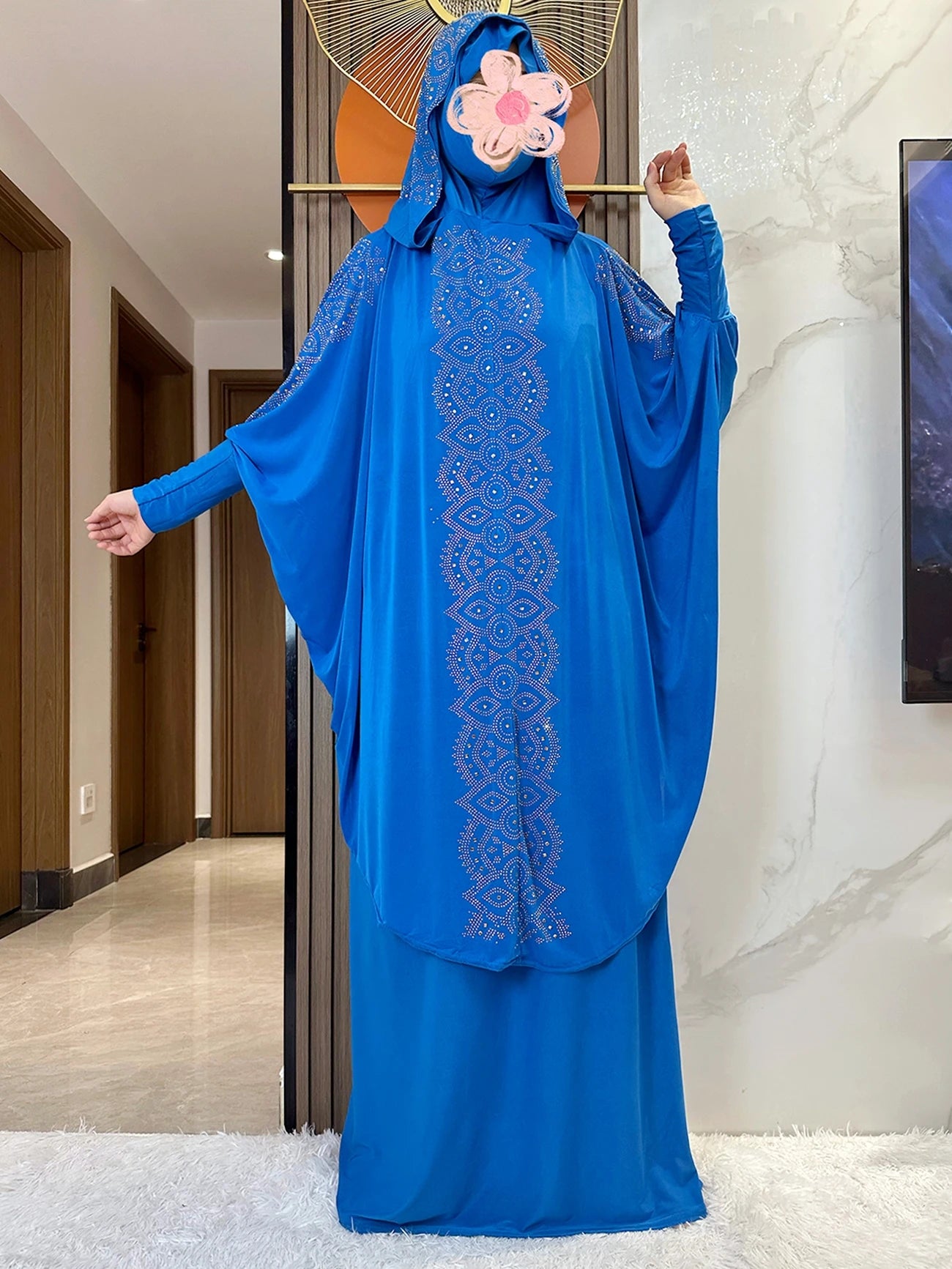 New Dubai Ramadan Muslim Women's Prayer Set Hooded Hijab With the Long Skirt Turkey-African Dubai Islam Lady Cloth Kaftan Abaya