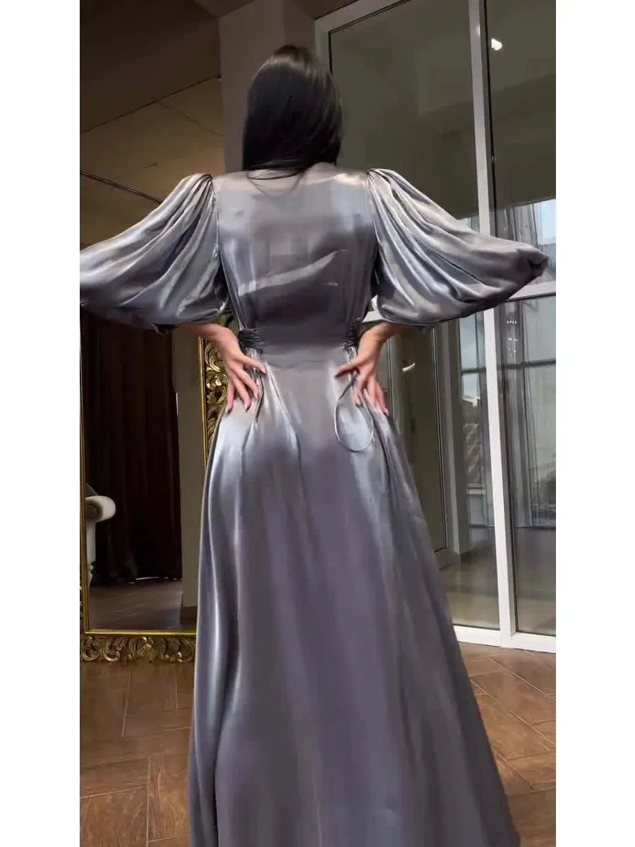 Eid Sliky Satin Muslim Dress for Women Abaya Morocco Party Dresses Ramadan Lace-up Abayas Kaftan Islam Dubai Arab Long Robe 2024