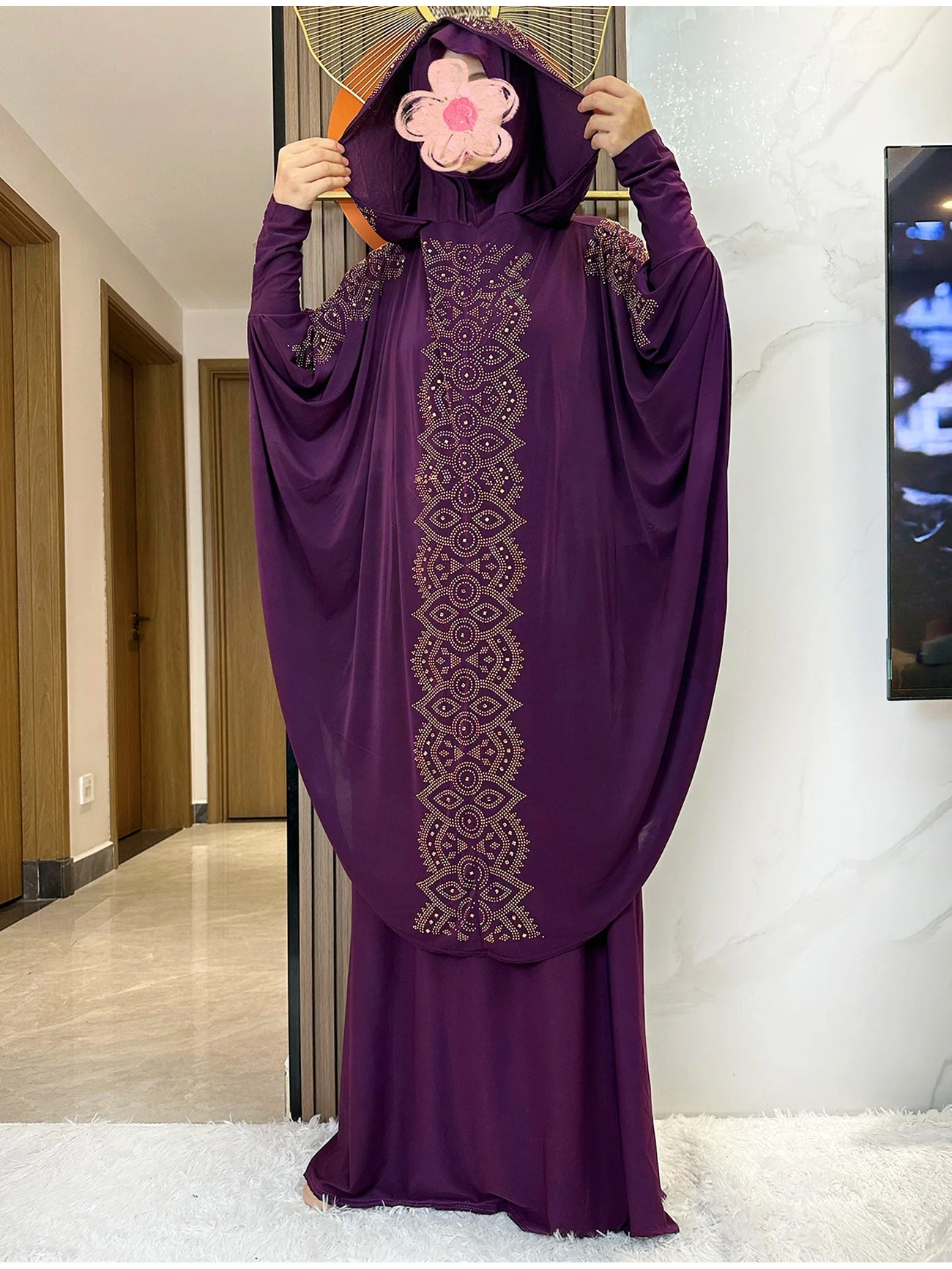 New Dubai Ramadan Muslim Women's Prayer Set Hooded Hijab With the Long Skirt Turkey-African Dubai Islam Lady Cloth Kaftan Abaya