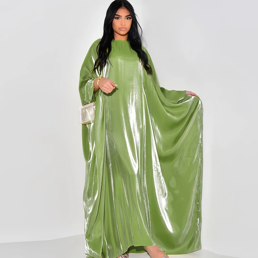 ramadan Eid Abayas For Women Modest Fashion Shimmer Batwing Satin Abaya Dubai Luxury 2024 Muslim Kaftan Dress Kebaya Vestidos